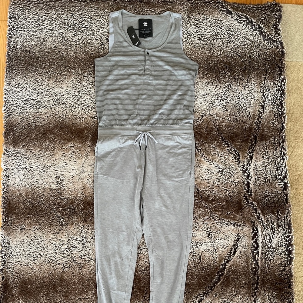 G STAR RAW Women Lyker Stripe Grey Jumpsuit Size:M